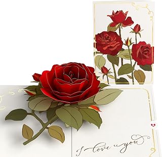 Lovepop Valentines Day Card for Her, Him - 3D Sweet Romantic Pop-Up Cards - Roses - 5" x 7" - Blank Notecard & Envelope Included