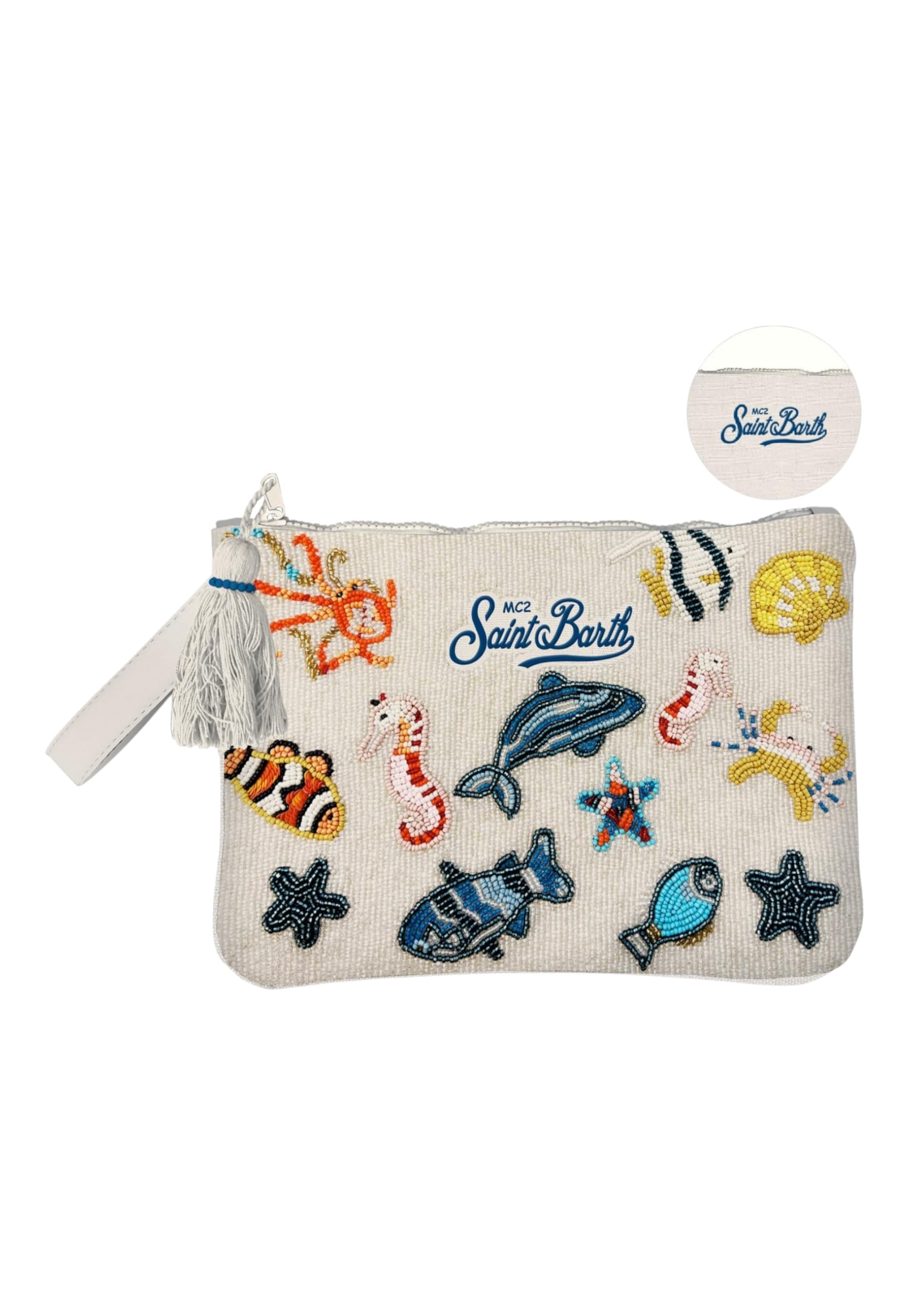 MC2 Saint Barth Tasche mit Perlen-Motiv, Marine-Motiv