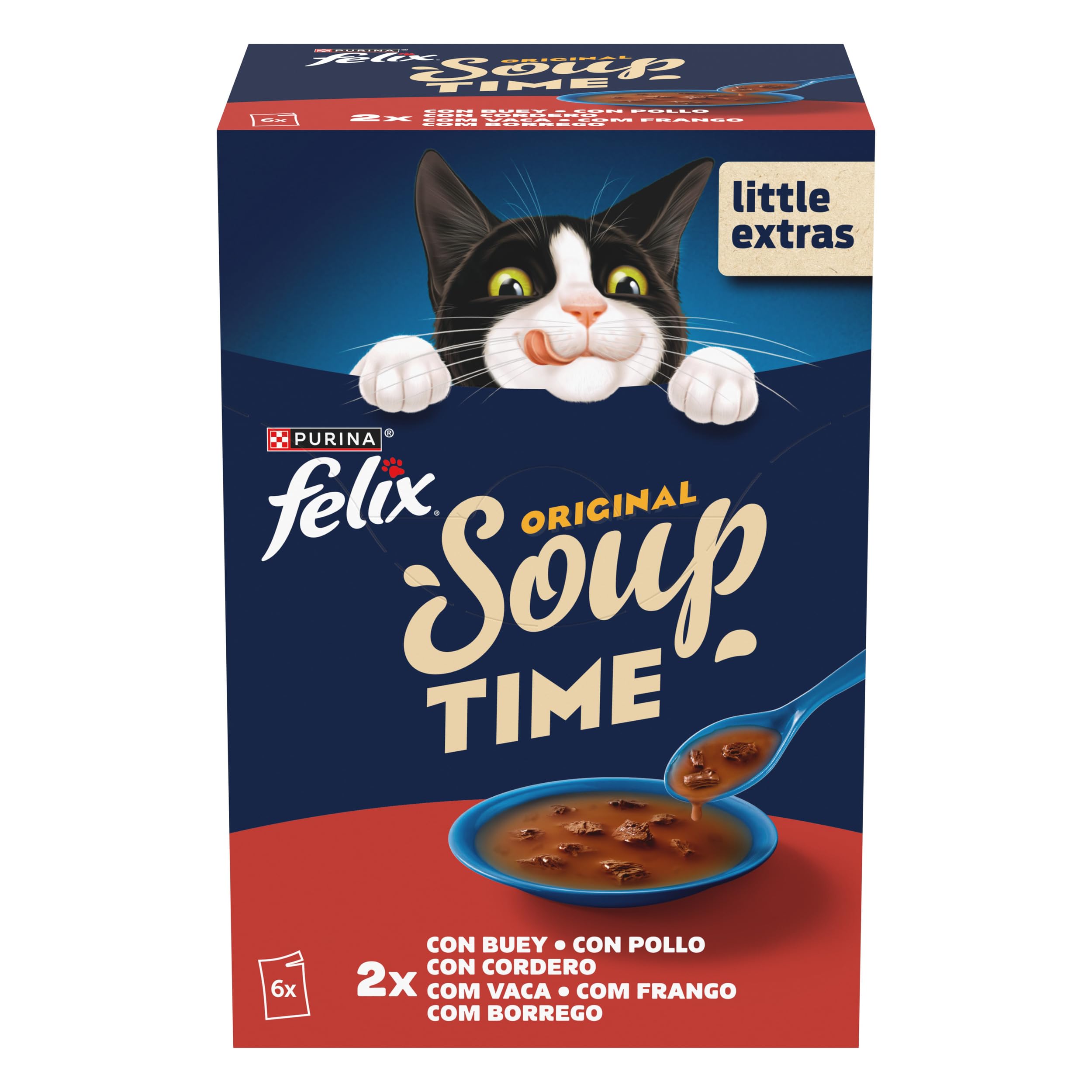 PURINA® FELIX® Soup Time Original con Buey 48 Unidades x 48gr