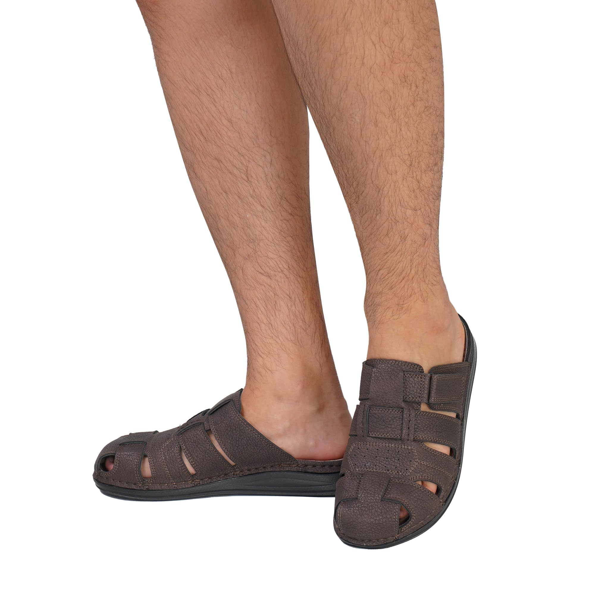 JOMIX Sandalias Hombre Zuecos Punta Cerrada con Tira Ajustable, Calzado de Verano Transpirable con Tacón Plano para Playa, Jardín y Diario