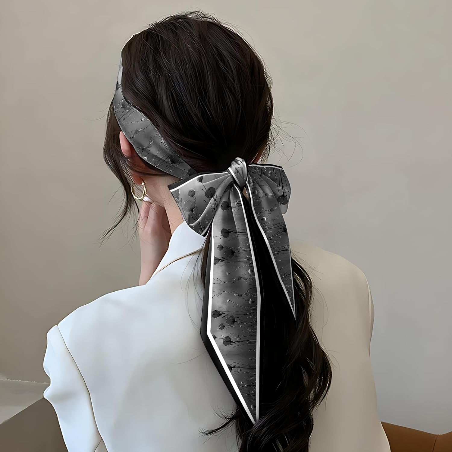 2PCS Hair Head Scarf Silk Feeling Long Satin Neck Satin Scarves for Handbag Cute Decoration Aesthetic Women 59 * 6.7'' - Image 7