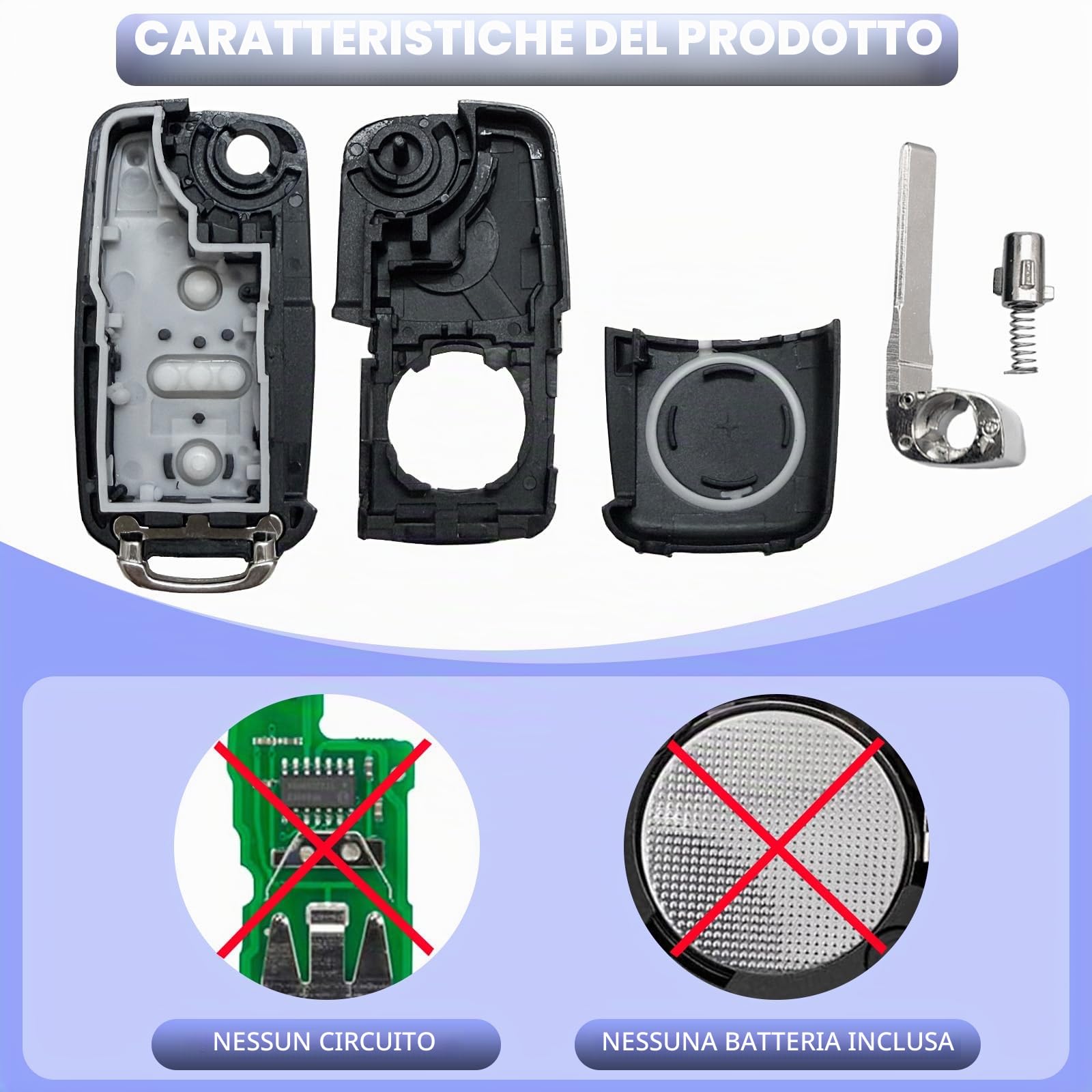 Telecomando Custodia Chiave Auto Compatibile VW Golf MK6 Polo T5 Caddy EOS Jetta Transporter Tiguan Touran Sharan Scirocco Passat Bettle Octavia Leon