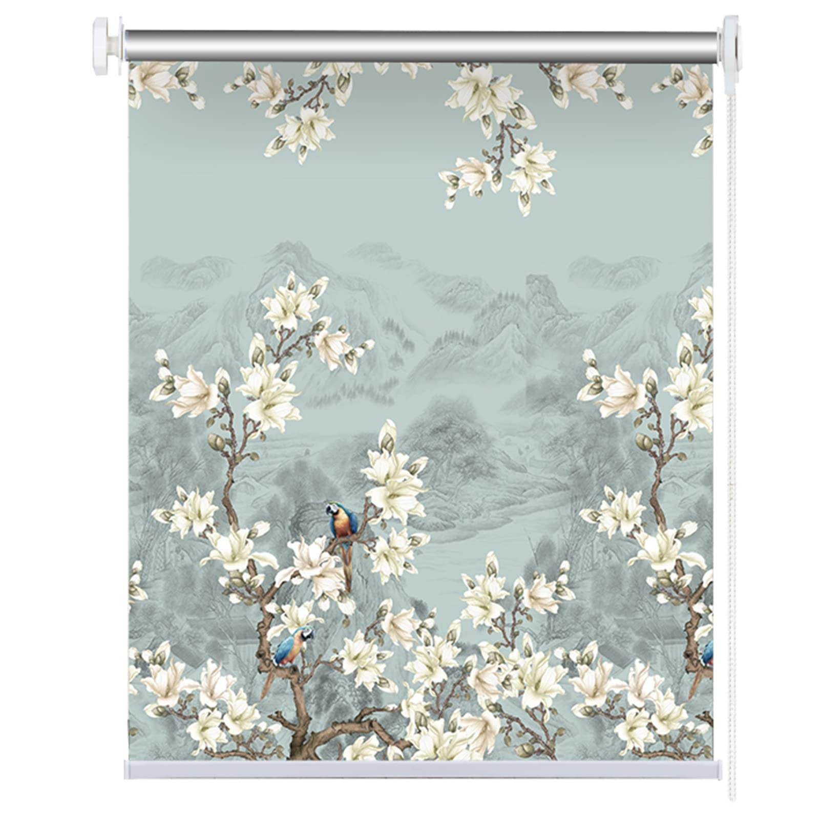 Thermal Insulated Floral Pattern Vinyl Blackout Roller Blinds for Bedroom Living Room Bath - Customizable Sunblock Window Shade, Easy Assembly