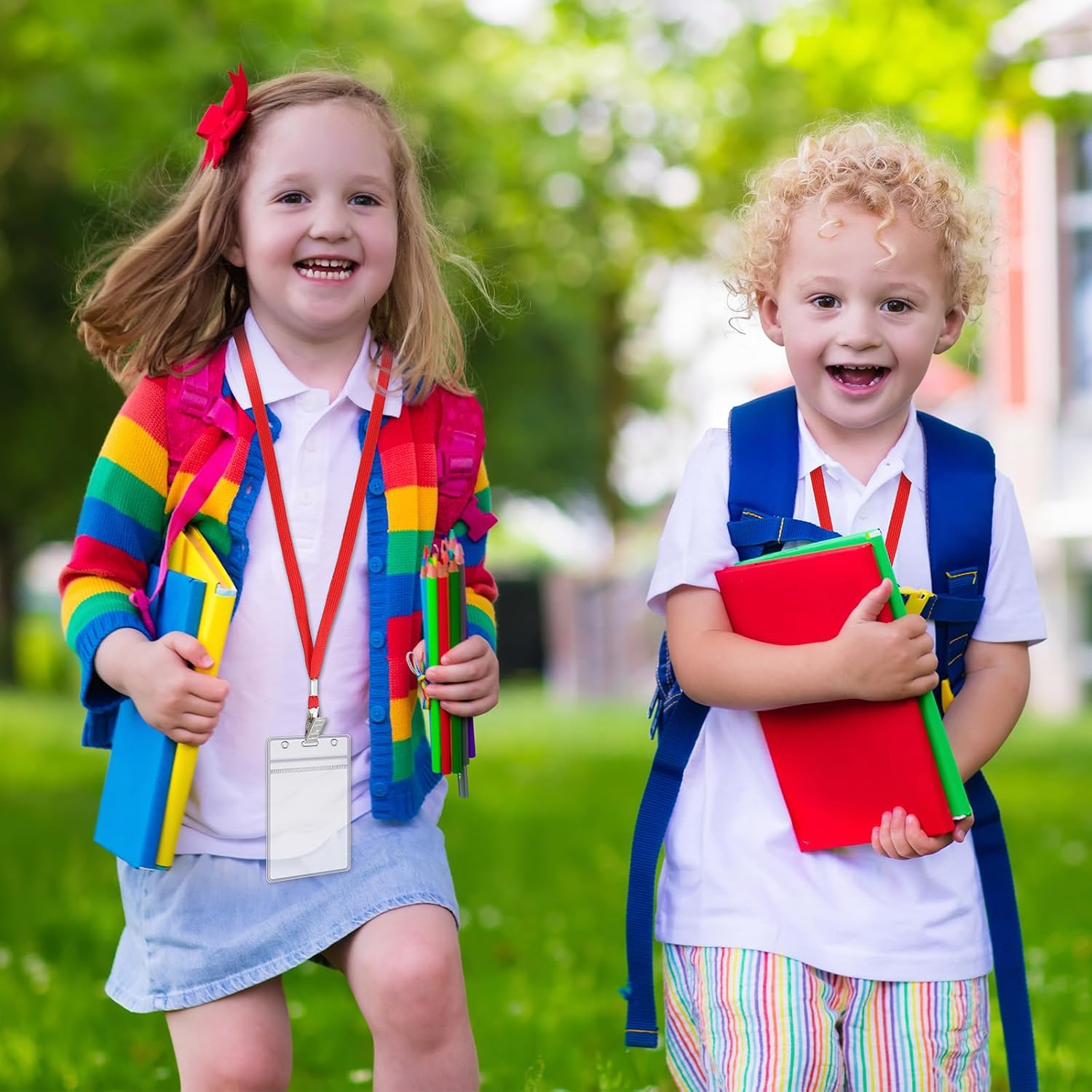 Marspark 50 Pcs Name Tag Lanyards with ID Holder Lanyards for ID Badges Resealable Flat Neck Name Tag with Clip Waterproof Plastic Clear Badges Bulk for School Office Supplies (Red) - Image 4