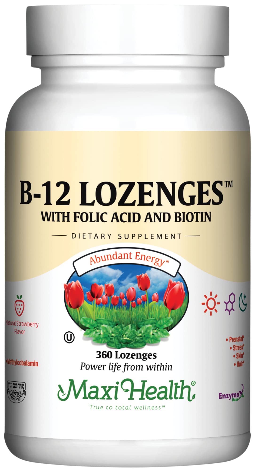 Maxi Health® Vitamin B12 Sublingual Lozenges, Strawberry (360 Count) 360 Count (Pack of 1)