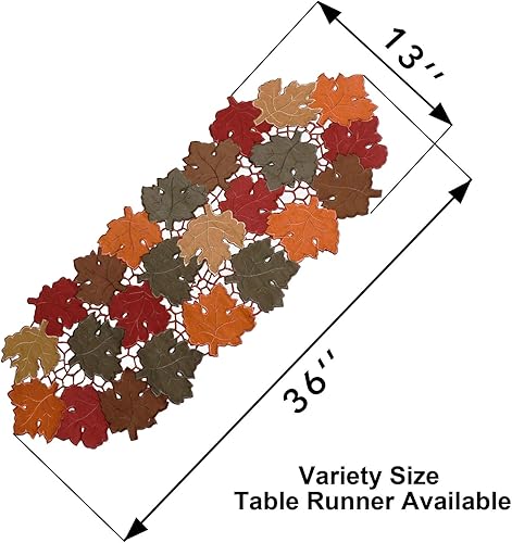 Miniatura 5 de OWENIE Camino de mesa de otoño de 36 pulgadas de largo, camino de mesa corto y pequeño de Acción de Gracias para mesa auxiliar, hojas de cosecha