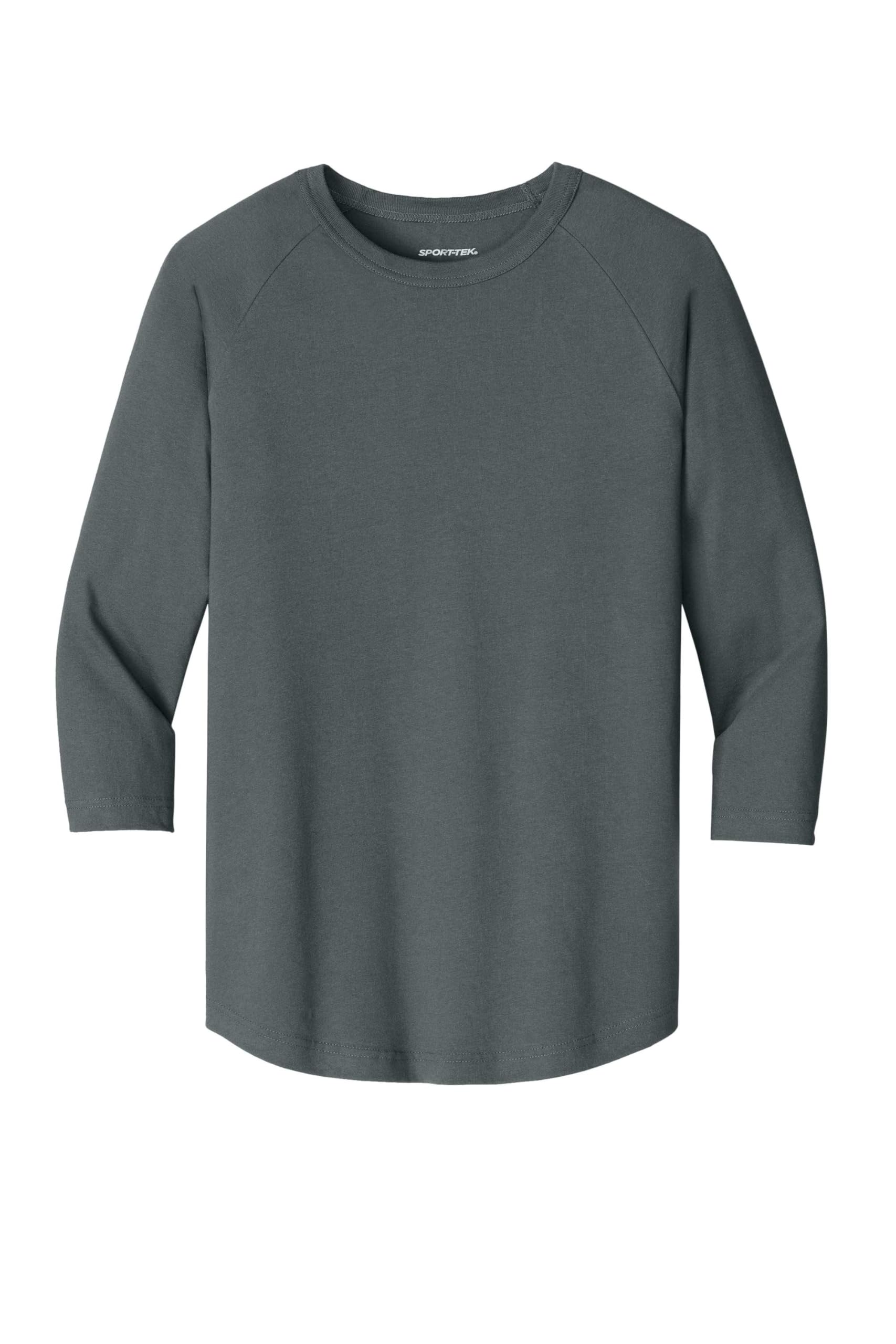 SPORT-TEK Unisex Colorblock Raglan Jersey | Long Sleeve Workout T-Shirt for Men & Women, Lightweight Clothing for Spring & Summer Gym Fashion Iron Grey