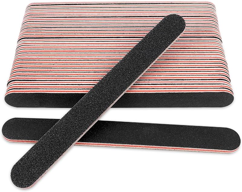 Paquete de 20 limas de uñas de grano 100/180, lima de uñas profesional reutilizable negra, herramienta de manicura adecuada tanto para uñas acrílicas como naturales