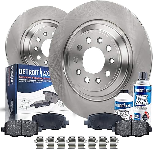 Detroit Axle - Kit de freno trasero para Jeep Cherokee 2014-2022 pinzas de pistón dual, rotores de freno de disco de 12.6 pulgadas, pastillas de