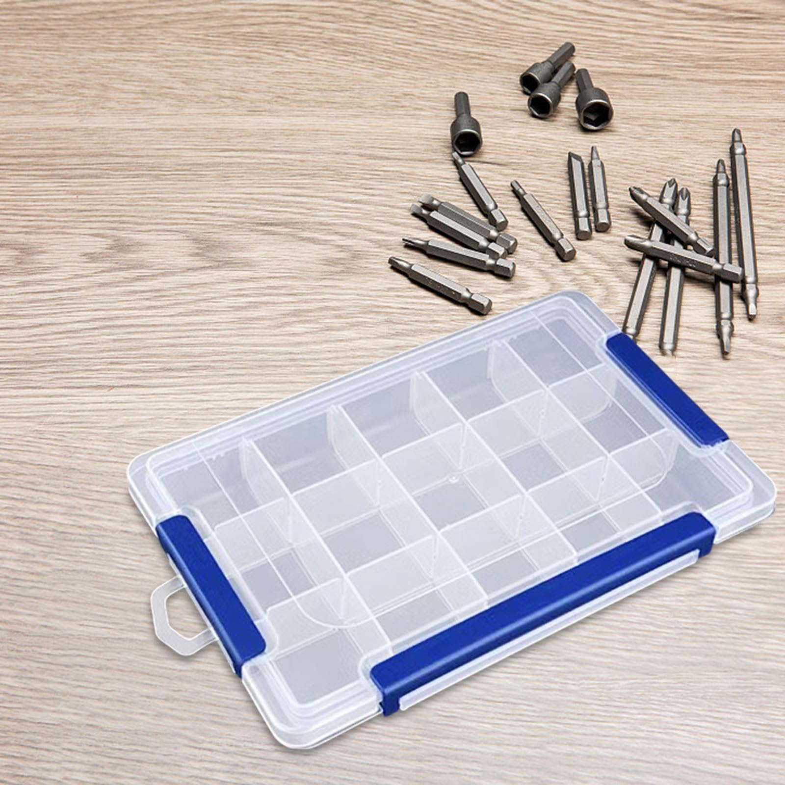 Scatola trasparente organizer per perline, per gioielli fai da te, attrezzatura da pesca, decorazioni per nail art, con divisori rimovibili, 15 scomparti grandi
