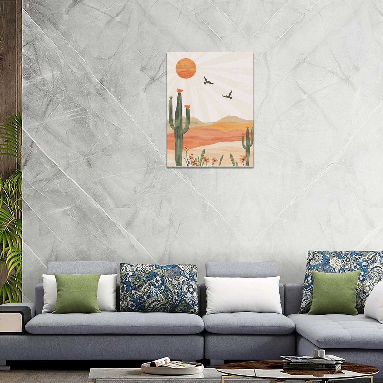 Tableau Sur Toile Cactus Bohême 45x45 Cm CEANOTHE Décoration Murale Art