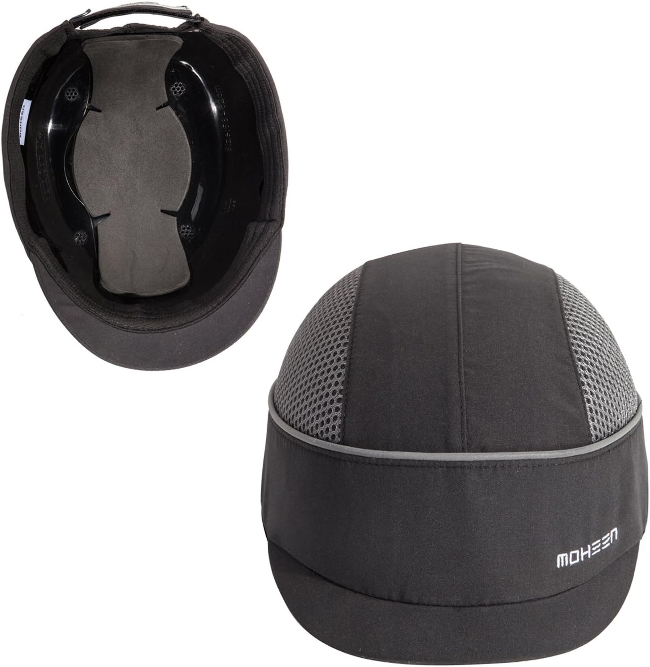 Safety Bump Cap with With Reflective Stripes, Lightweight and Breathable Hard Hat Head Protection Cap(Micro,Black)