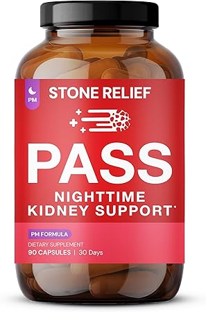 STONE RELIEF Pass PM – Nighttime Herbal Kidney Support for Relief, Comfort, & Restful Sleep (90 Capsules + Stone Catcher + Printed Guidebook)