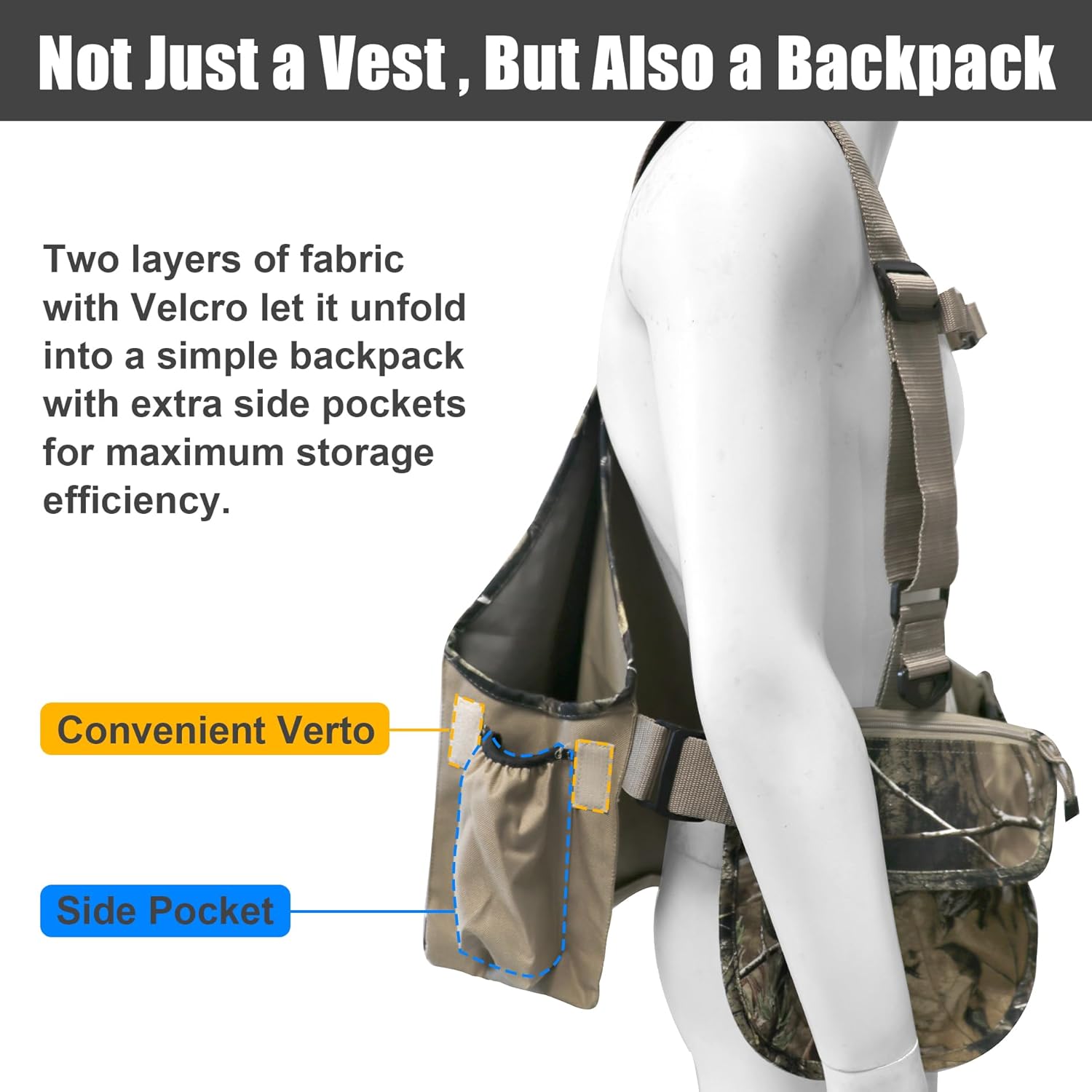 HUNTPAL Upland Bird Hunting Vest Tactical Backpack with Game Pouch, Pockets, Chest Strap and Waist Belt, Fit for Bird Hunting