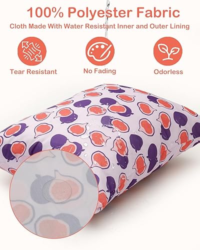 Miniatura 18 de ALVA BABY - 2 bolsas para pañales de tela húmedos y secos, impermeables, reutilizables, con dos bolsillos con cremallera, para viajes, playa, 01