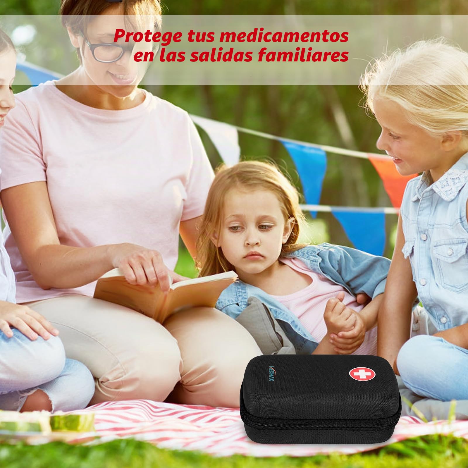 MEDMAX EpiPen Bolsa de Viaje, Rígido Concha Dura Estuche, Grande Portátil Medicamentos Organizador para 3 EpiPens, Asthma Inhaler, Anti-Histamine, Auvi-Q, Allergy Medicine Essentials, (Negro)