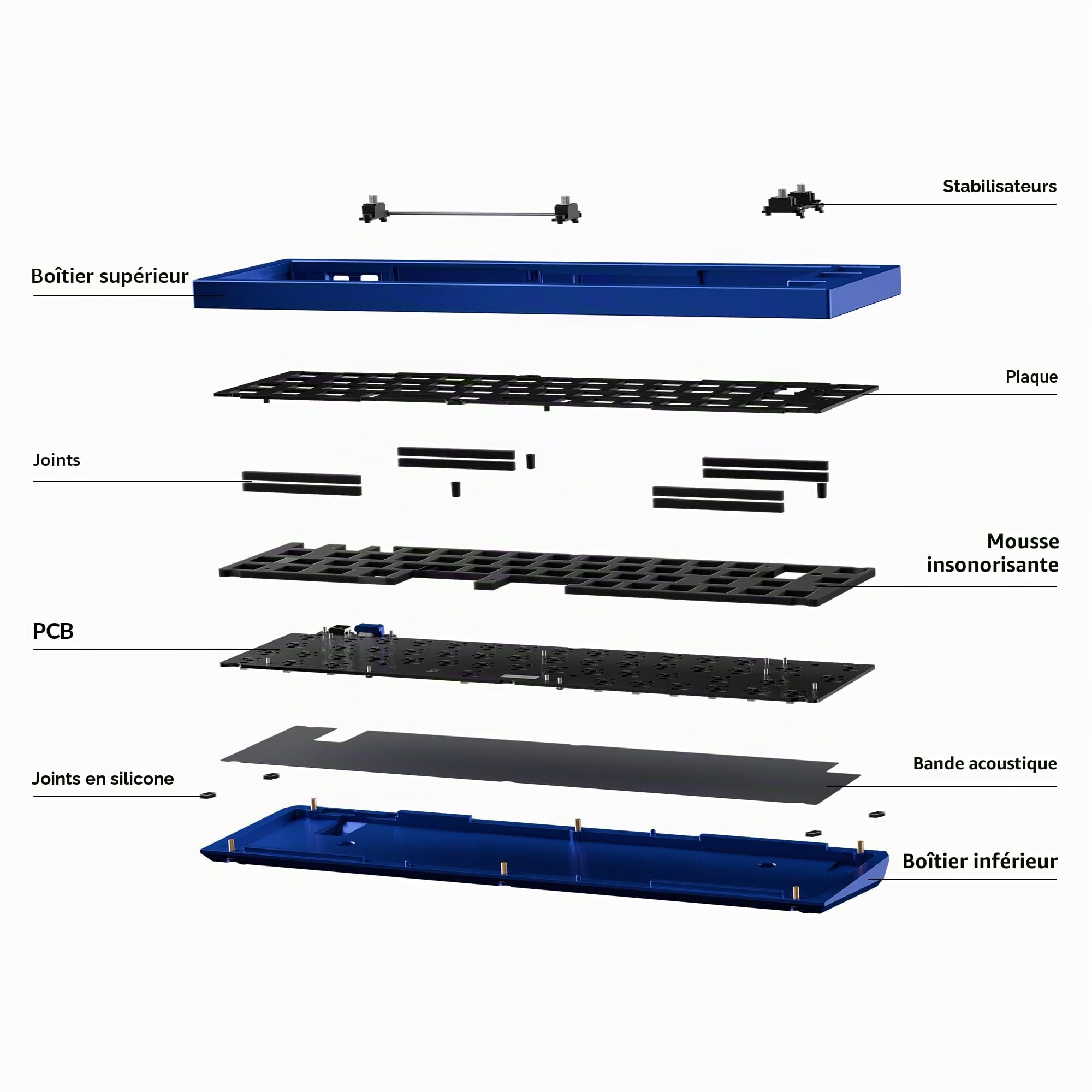 Keychron Q9 Kit de Clavier Mécanique DIY 53 Touches, Barebone ISO en Aluminium Usiné CNC, Programmable QMK, RGB, Switches 3/5 Broches, Kit Barebone Gaming à Monter Soi-même pour Win/Mac - Bleu