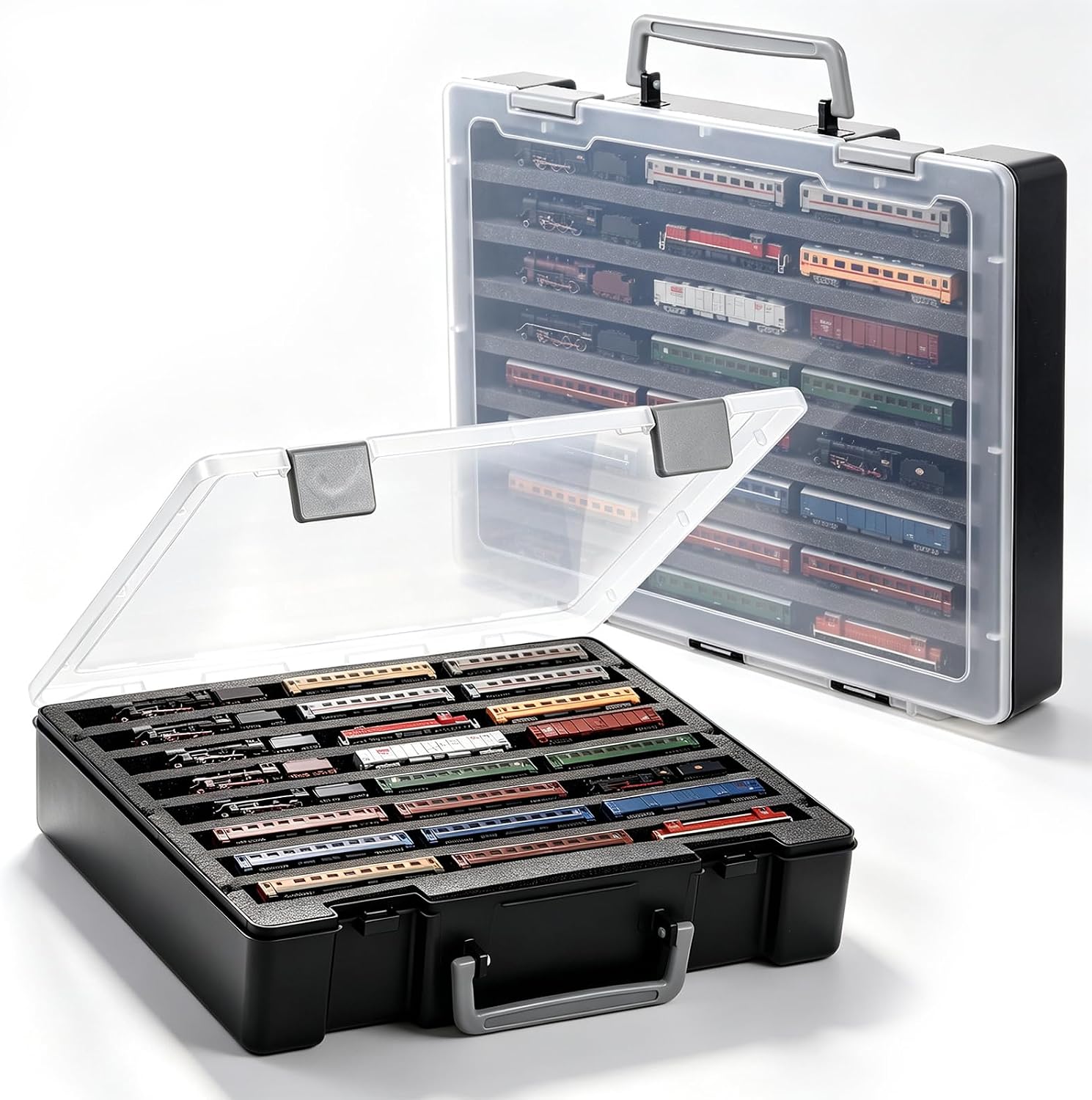 Silipull 1 Pack N Gauge Model Train Storage Box with Foam Insert 8 Slots Vertical 11” x 0.8” x 1.97” Minature Carrying Case for Model Railway Locomotives Wagons Vehicles Cars Train Accessories Silipull 1 Pack N Gauge Model Train Storage Box with Foam Insert 8 Slots Vertical 11” x 0.8” x 1.97” Minature Carrying Case for Model Railway Locomotives Wagons Vehicles Cars Train Accessories