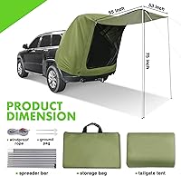 Vista 5 de Tienda de campaña para portón trasero de SUV con toldo - Tiendas de campaña impermeables para SUV, toldo para techo de coche hatchback y camioneta