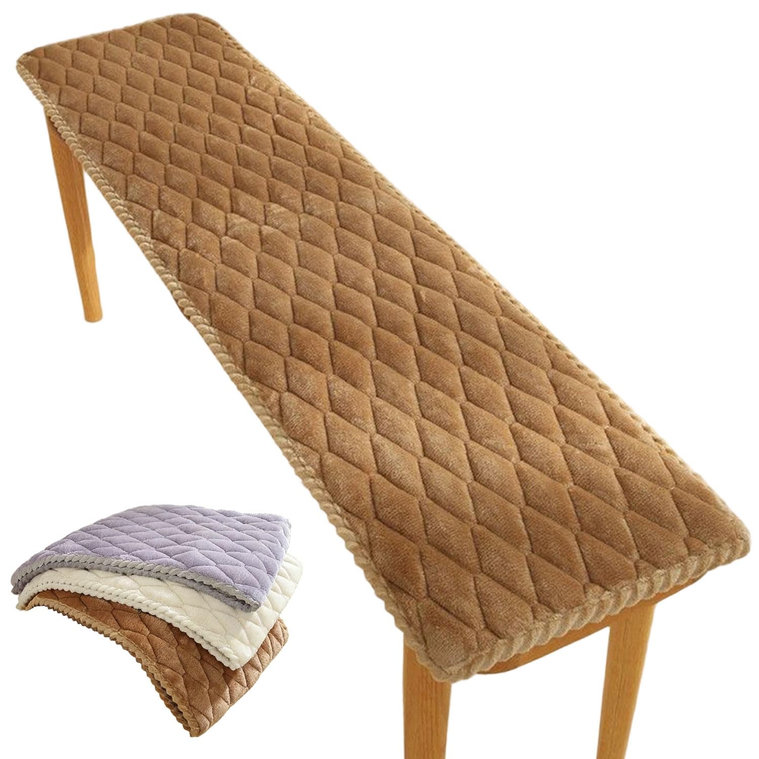 uyeoco Washable Indoor/Outdoor Bench Cushion - 120cm/150cm/100cm/90cm x 40cm/35cm/30cm - Non-Slip Seat Pad for Bay Windows, Garden Patio, Long Chairs, Swings & Porch Furniture(Camel,40x110cm)