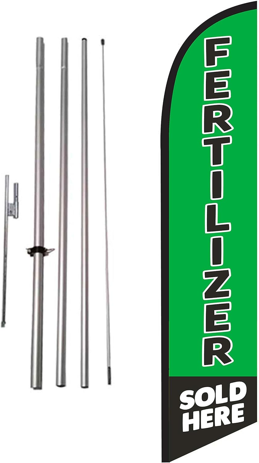 Mulch Sold Here Advertising Feather Banner Swooper Flag Sign with Flag Pole Kit and Ground Stake for Businesses,