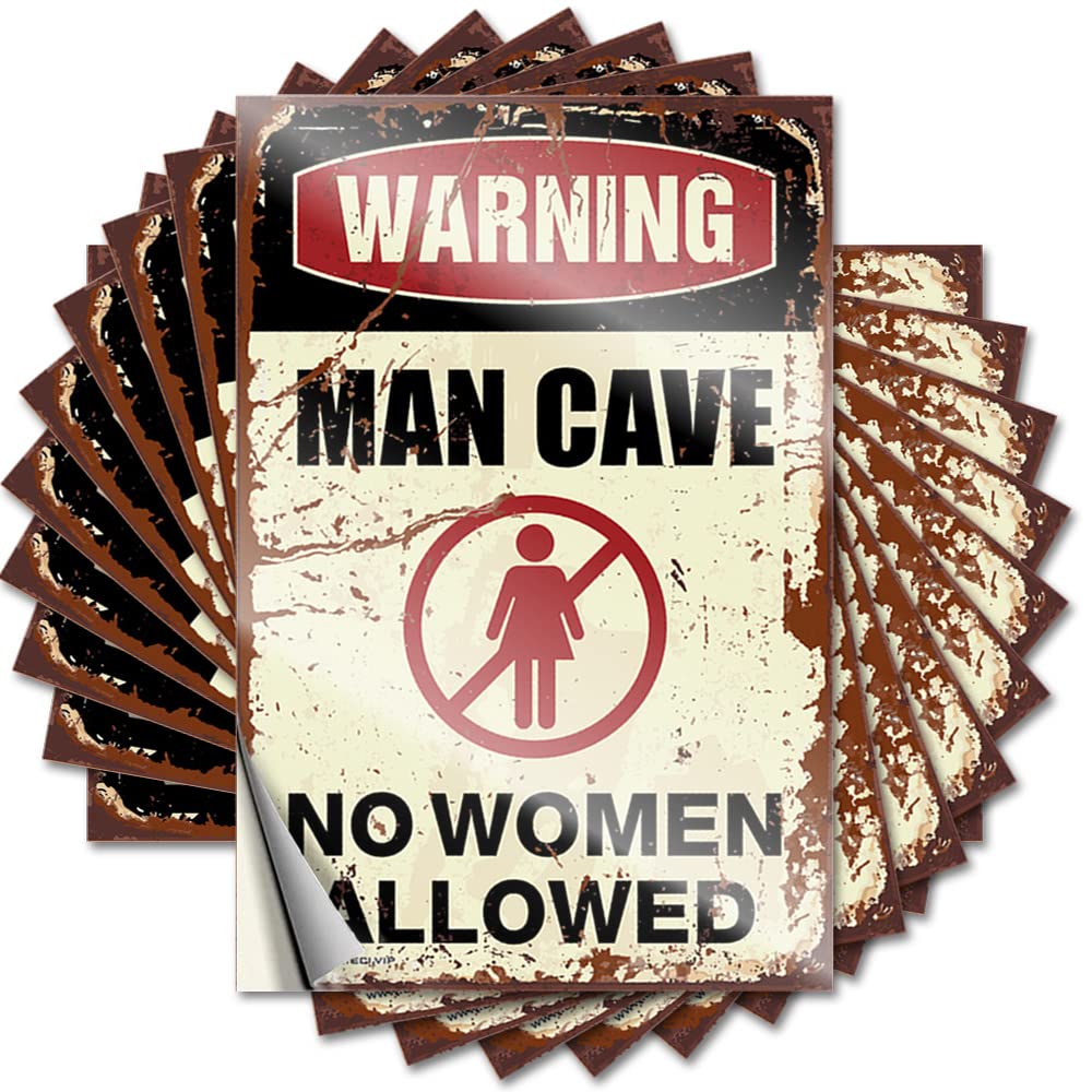 Fzfn Women's Colour Warning Man Cave No Allowed Lettering Sticker Stitch | Love Tumbler Removable Decal Pack(6X9cm)