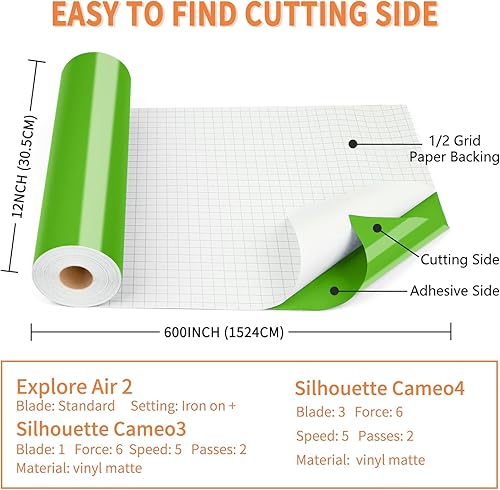 Miniatura 71 de Lya Vinyl - Vinilo permanente negro brillante, rollo adhesivo permanente de 12 pulgadas x 50 pies para máquina de corte, rollo de vinilo para Negro