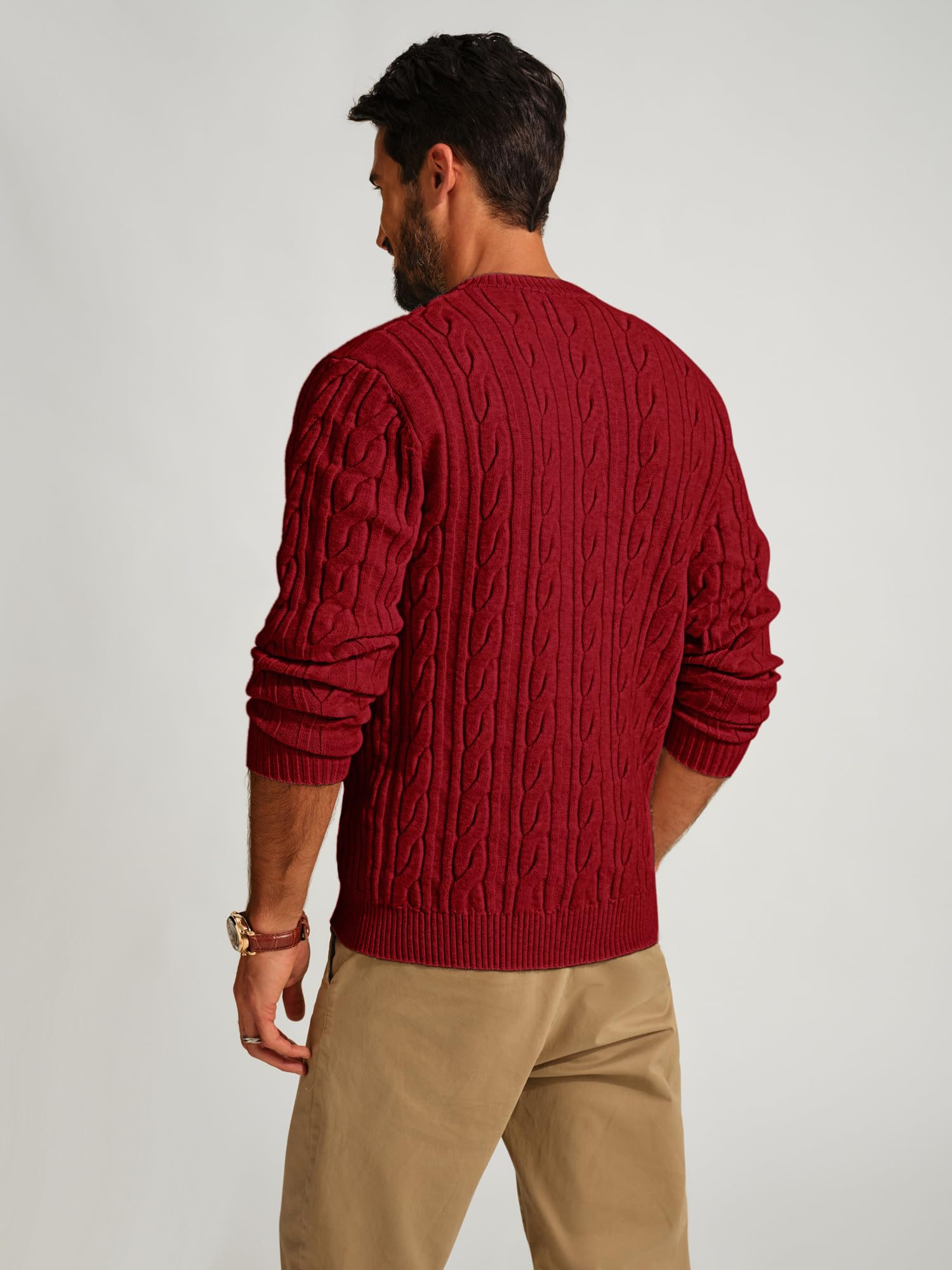 PJ PAUL JONES Maglione da uomo girocollo lavorato a maglia a trecce maglione casual Twist testurizzato maglioni