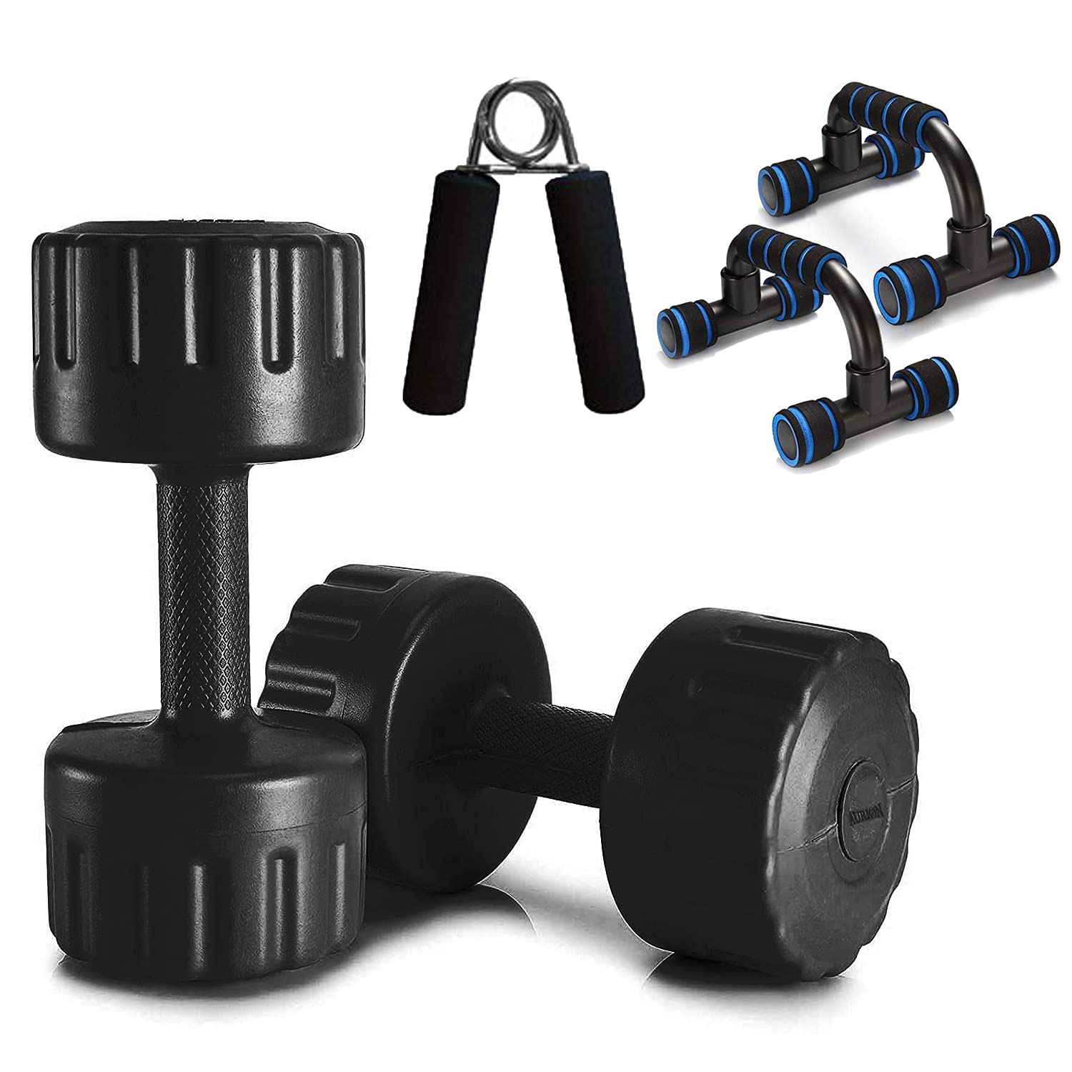 COMPASS SPORTS PVC Dumbbells Set with Push Up Bars | Hand Grippers Home Gym Set Home Gym Combo Fitness Kit Dumbbells Set | For Mens & Womens Exercise | Black Color | 5KG x 2PCS | 10KG | For Fitness Training Workout | (B09FR8YMJZ) Amazon Price History, Amazon Price Tracker