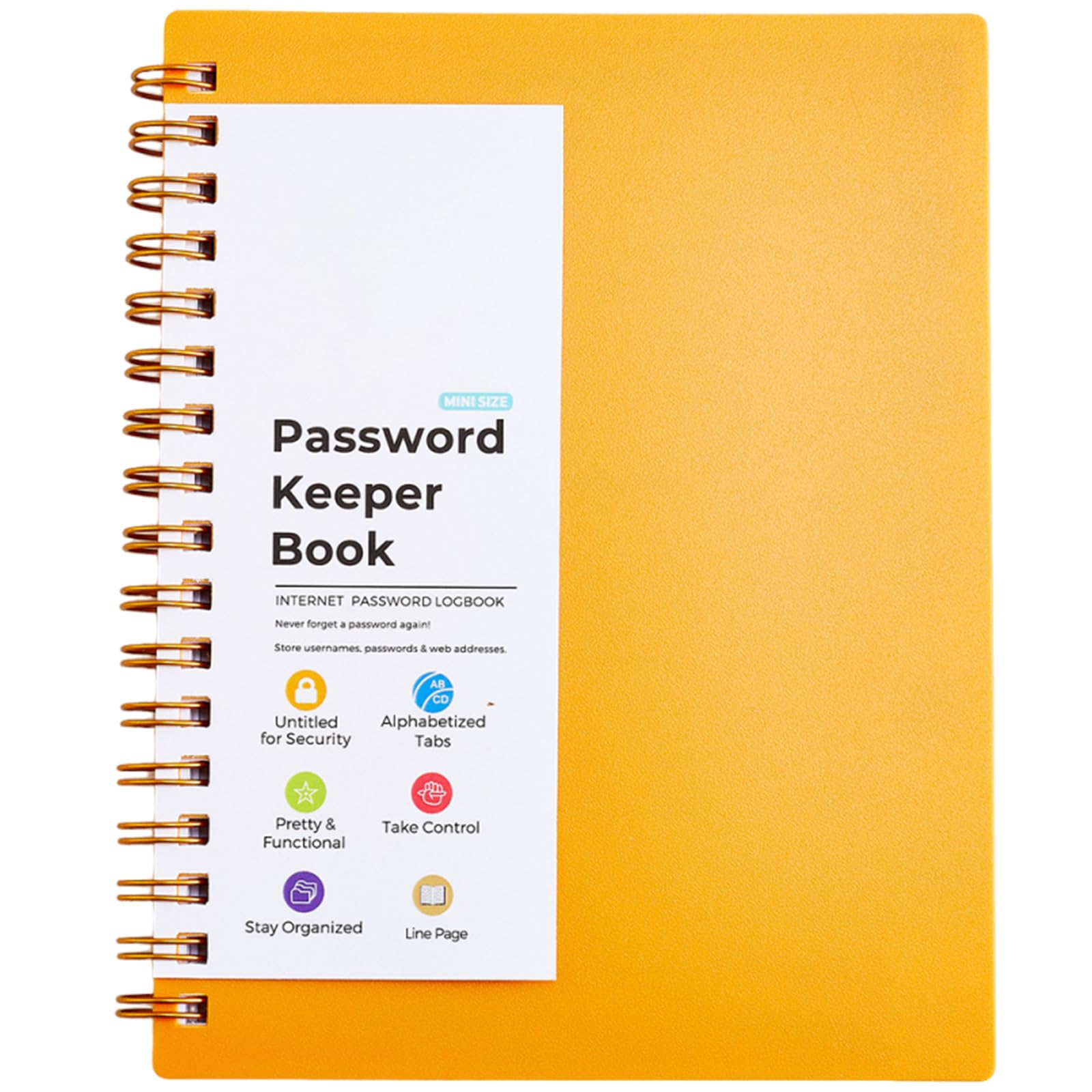 NVOQILIN A 6 Spirals Notebook Diary Writing Pad Password Book with Indexed Password Organizers for Book