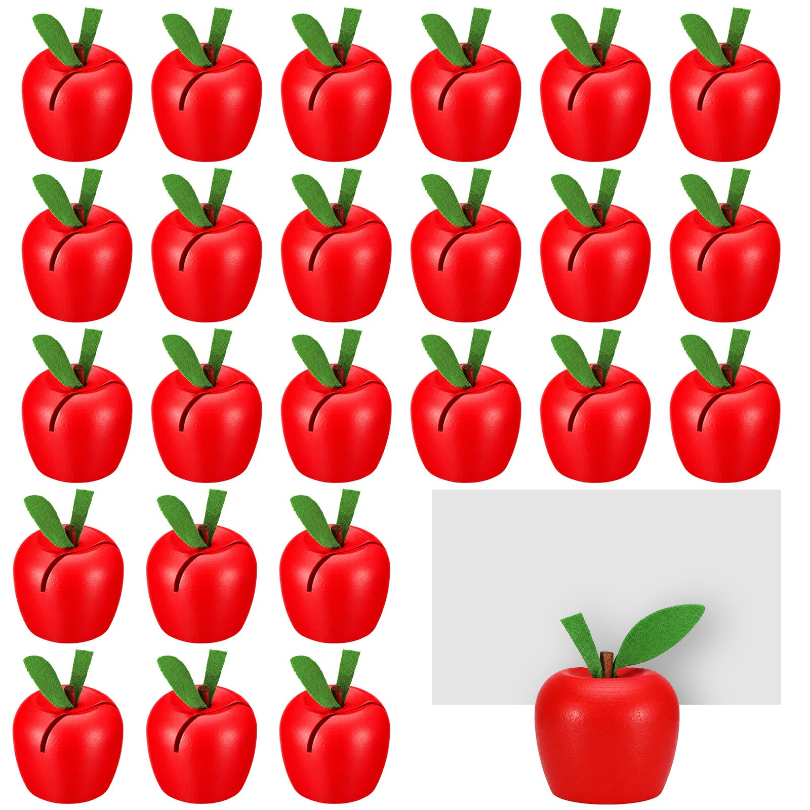 Leinuosen 24 Pcs Red Apple Place Card Holders Resin Table Name Stand