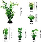 PietyPet Fish Tank Accessories Green Plants, 10pcs Green Fish Tank Decorations, Aquarium Decor Plastic Plants