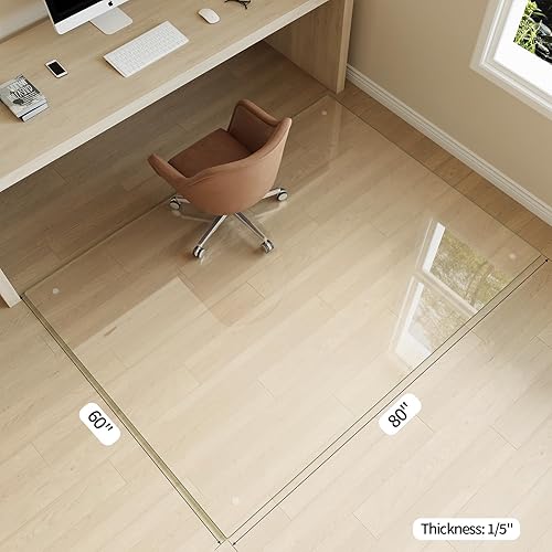 Vista 136 de Koonmi Tapete para silla de vidrio templado para suelos de madera dura y alfombras, 30 x 48 pulgadas, color gris, protector de piso de oficina