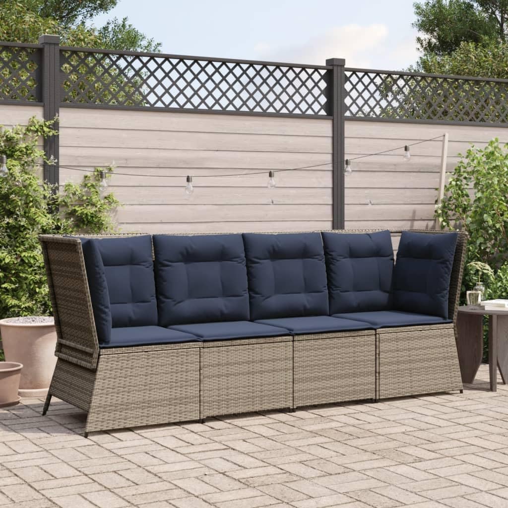10.4x10.4x14.7 in Gray Outdoor Corner Sofa Synthetic PE Rattan Modular Patio Loveseat Cushions Powder-Coated Steel Frame for Balcony Garden Backyard