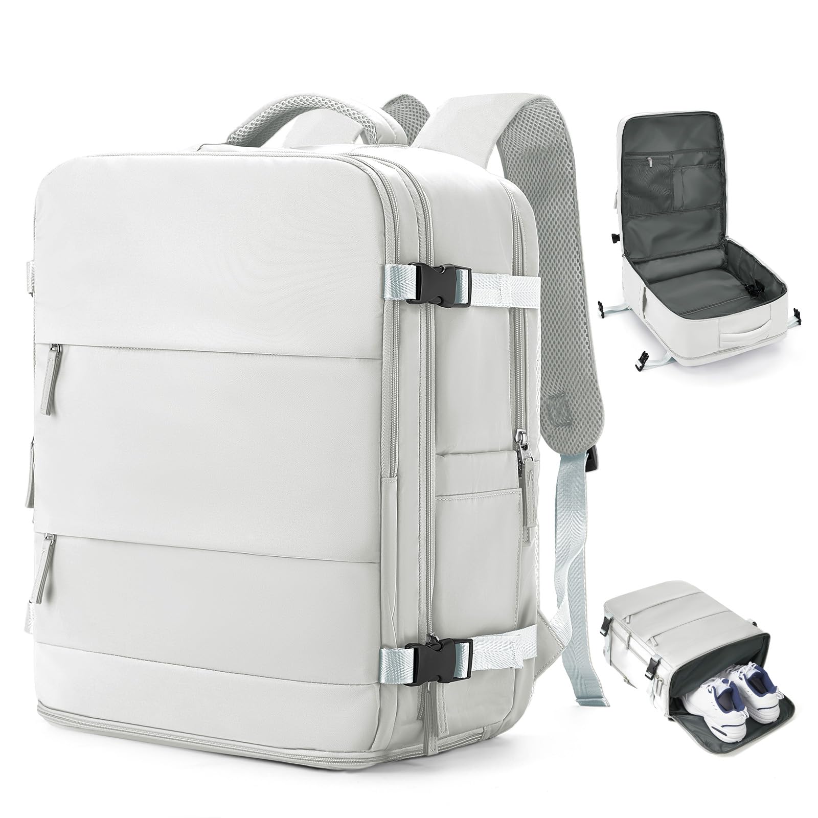 coowoz Large Travel Backpack Carry On for Women Man Gym Backpacks with Laptop Compartment Mochila de Viaje Teacher Personal Item Backpack Rucksack Airplane Accessories Must Haves Grey