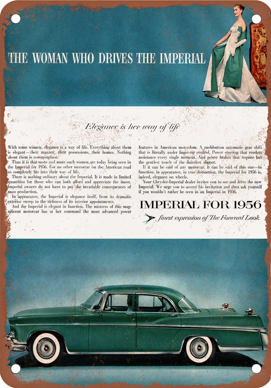 Miaomansenstore Metal Sign - 1956 Imperial Vintage Ad 08 - Old Retro Rusty Look Home Decor