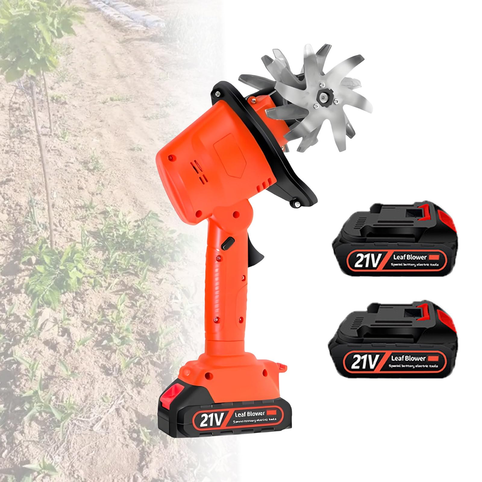Motozappa Elettrica Da Giardino 21 V, Piccola Motozappa Da Giardino Con Batteria Al Litio, Profondità Di Lavoro 10 Cm, Motozappa Per Coltivare Il Terreno,Electrictiller-2batteries