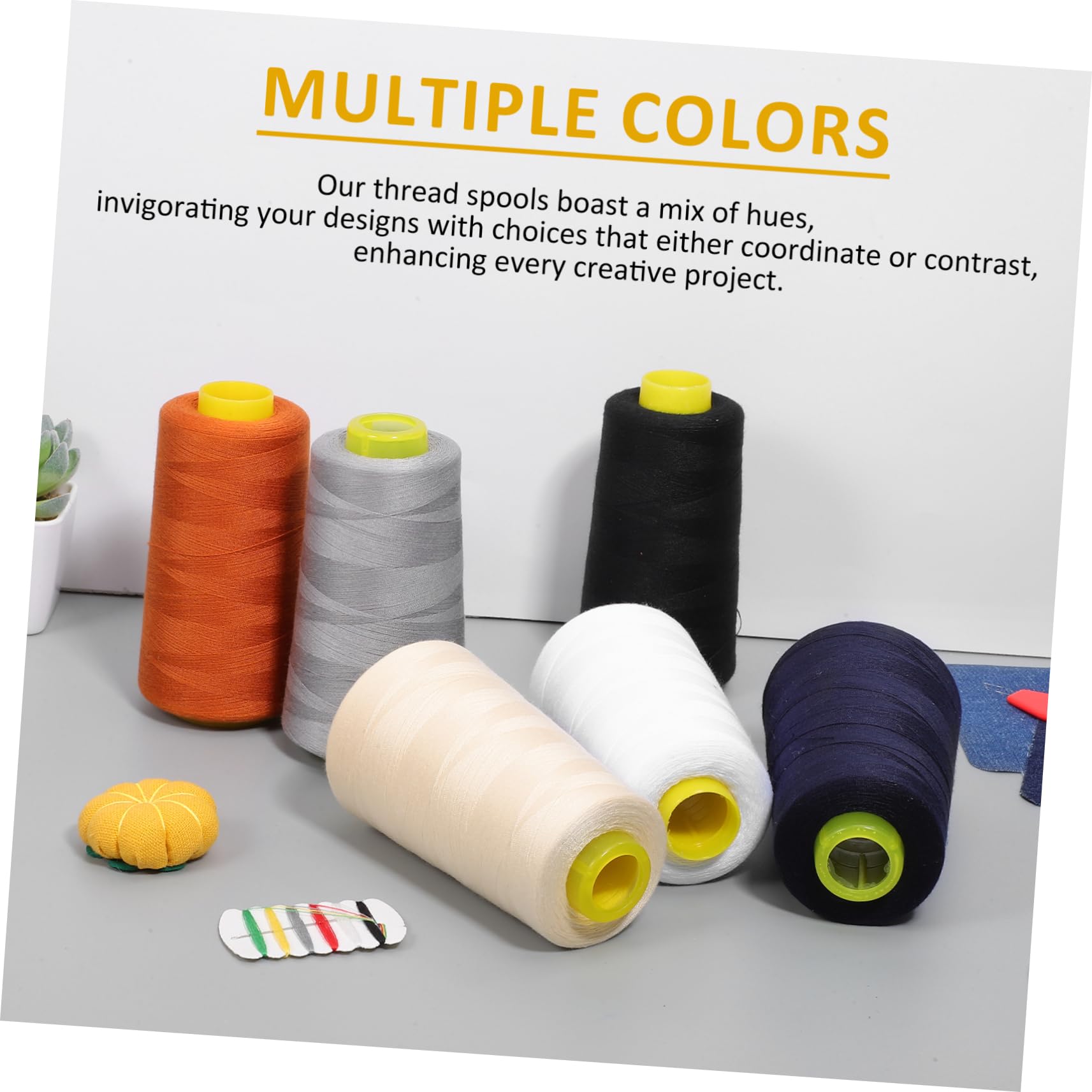 Hilos de Coser de Poliéster Surtidos para Máquina y Mano, 6 Bobinas (, Oscuro,), Resistentes Decoloración, para Bordar y Manualidades