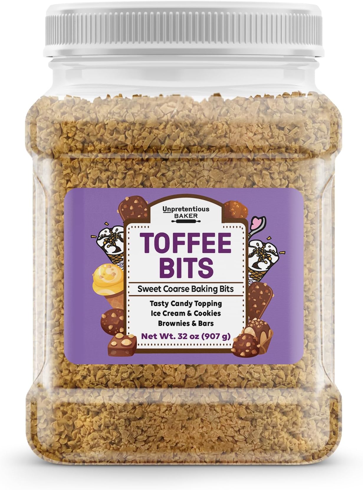 Toffee Bits, 2 lb, Ice Cream Topping, Baking, Desserts, Contains Almonds