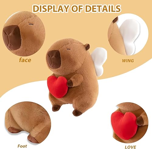 Miniatura 19 de Capybara - Peluche de 11.8 pulgadas con gorro de cumpleaños, adorable y suave, regalo perfecto para adultos y niños Cumpleaños Capibara,Amor
