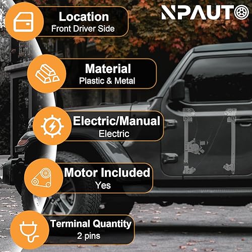 Miniatura 2 de NPAUTO Elevalunas eléctrico delantero del lado del conductor con motor de repuesto para Ford F150 2004 2005 2006 2007 2008 (cabina estándar o