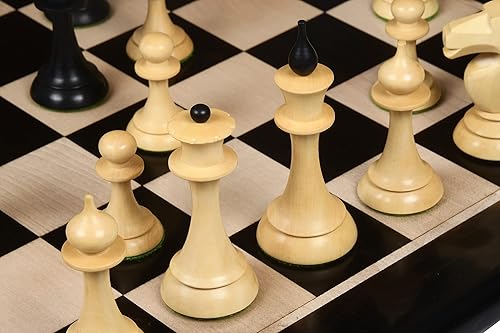 Miniatura 6 de The 1950s Soviet (Russian) Latvian Reproduced Chess Pieces in Ebonized Boxwood & Natural Boxwood - 4.1" King