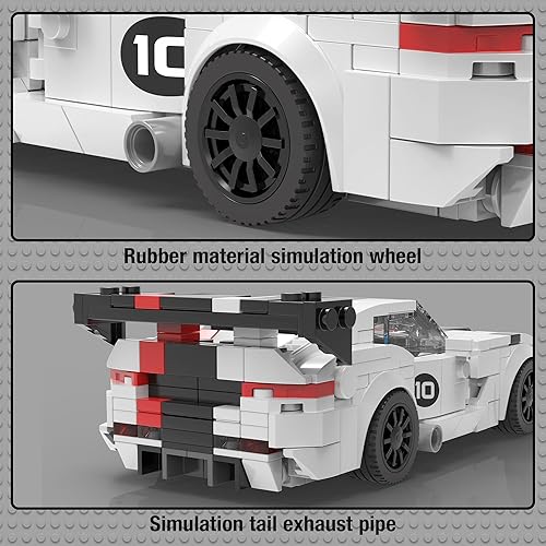 Miniatura 3 de Juego de bloques de construcción de autos de carreras para niños, kit de construcción de súper auto, ladrillos de bricolaje, modelo coleccionable de