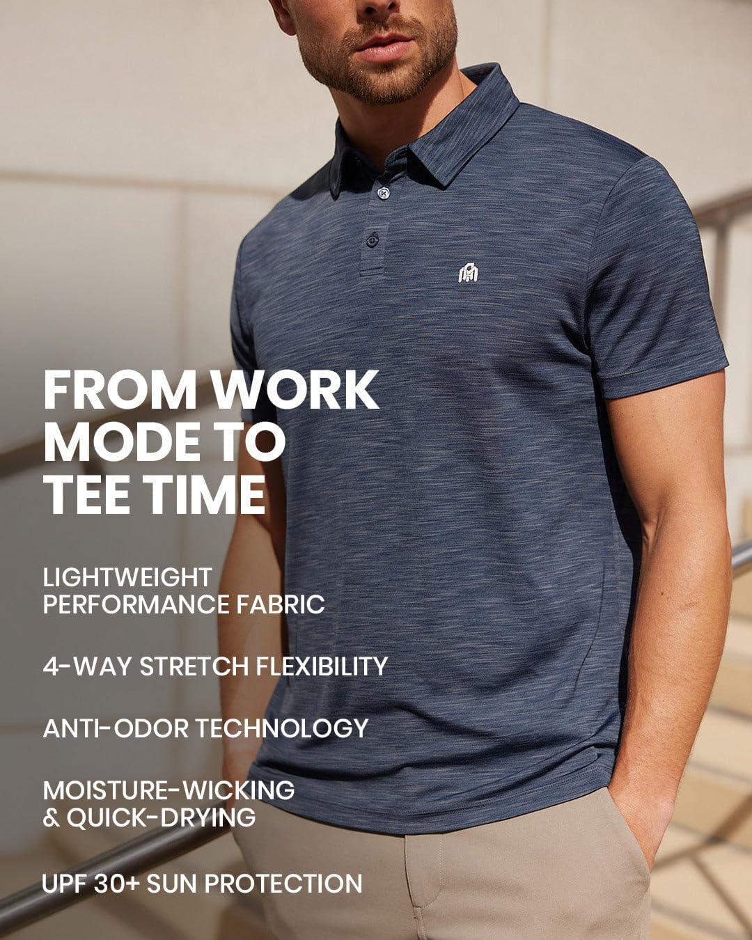 INTO THE AM Performance Dri Fit Polo Shirts for Men S-4XL - Quick Dry Moisture Wicking Athletic Sport Collar Work Shirts