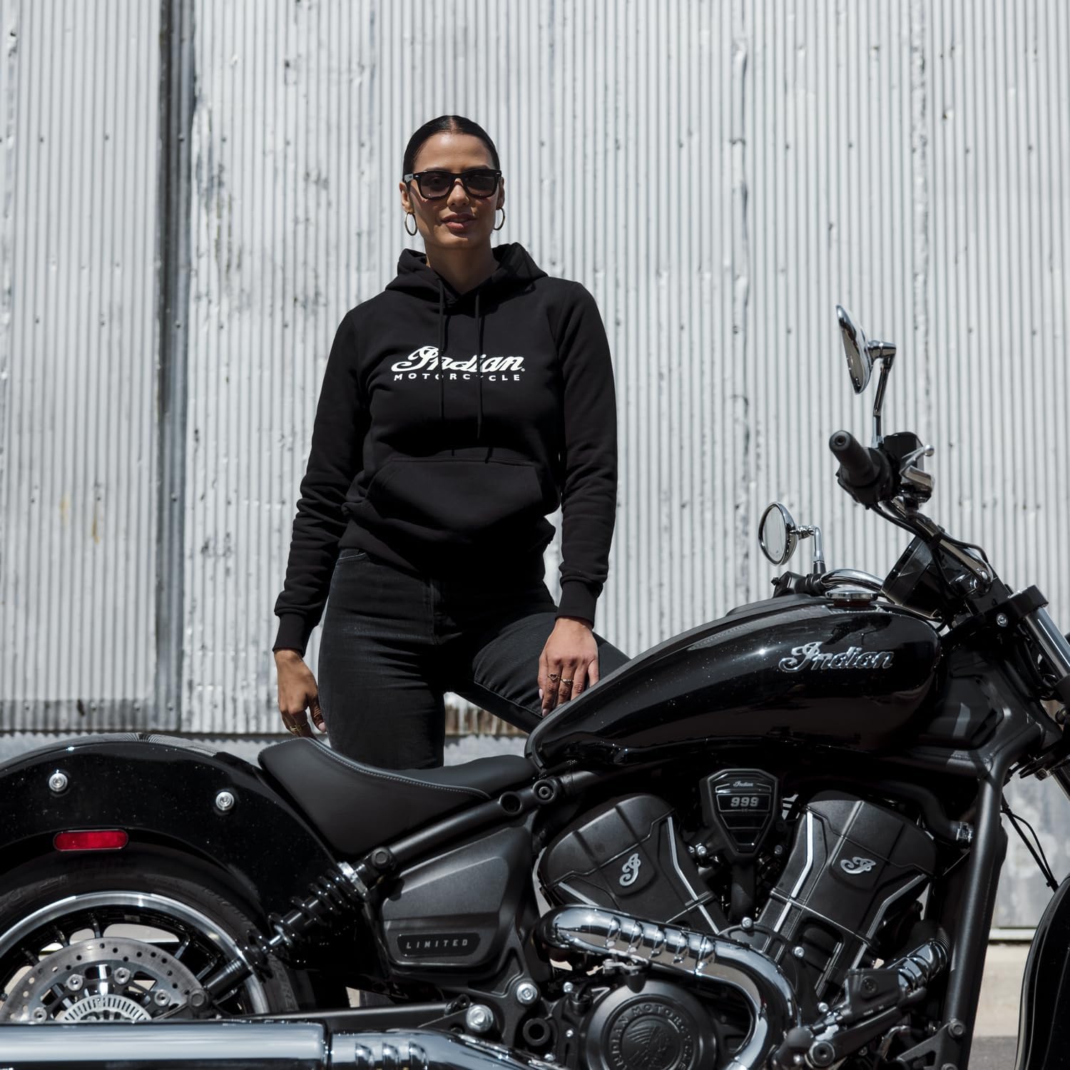 Indian Motorcycle Women's Essential Script Logo Hoodie, Black - 2865749