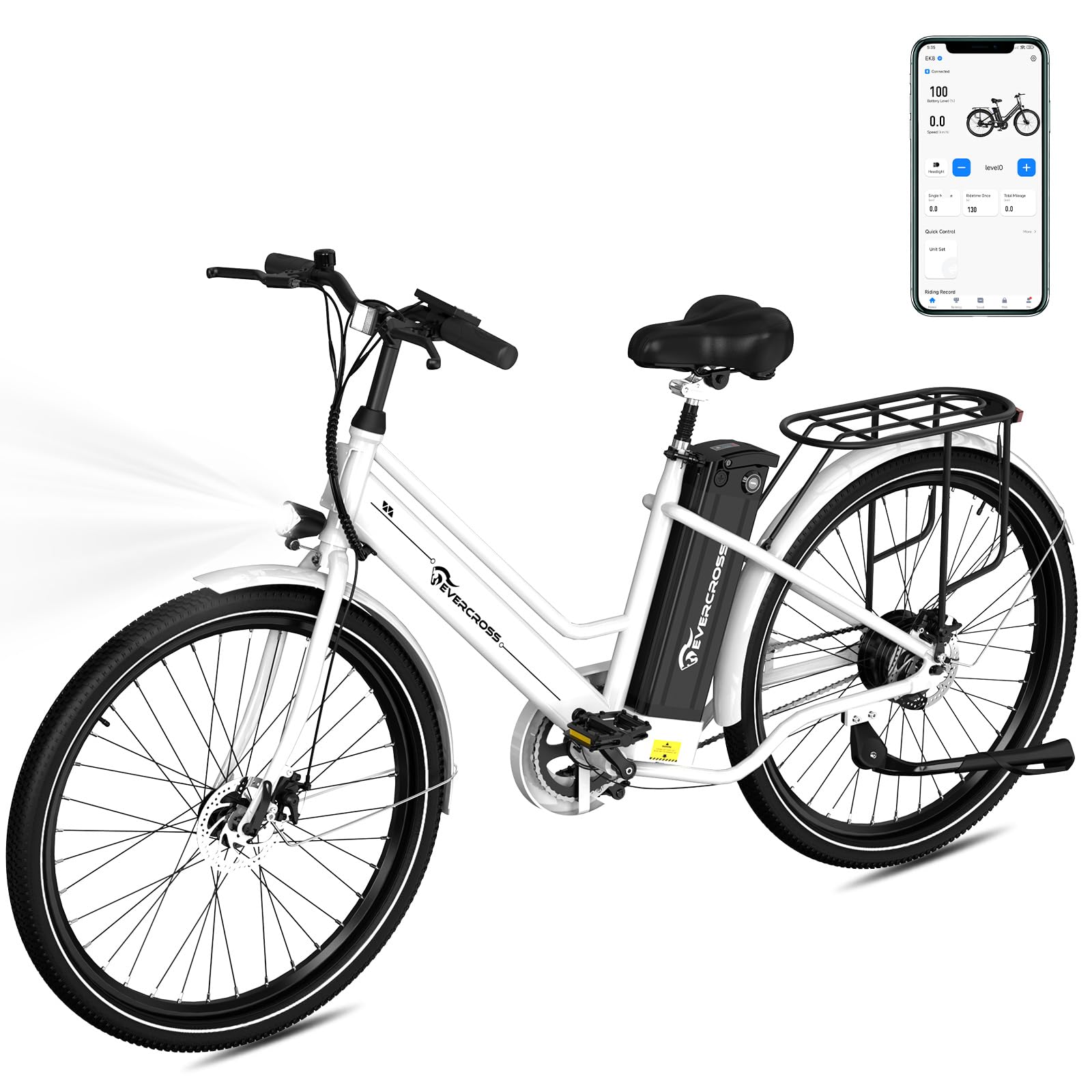 EVERCROSS EK8 Velo Electrique Adultes, Vélo Electrique de 26'' avec Assistance au Pédalage - Moteur 250W, Batterie 36V 15,6Ah, 15/20/25 KM/H, Charge Max de 120kg, VTT Electrique pour Femmes et Hommes