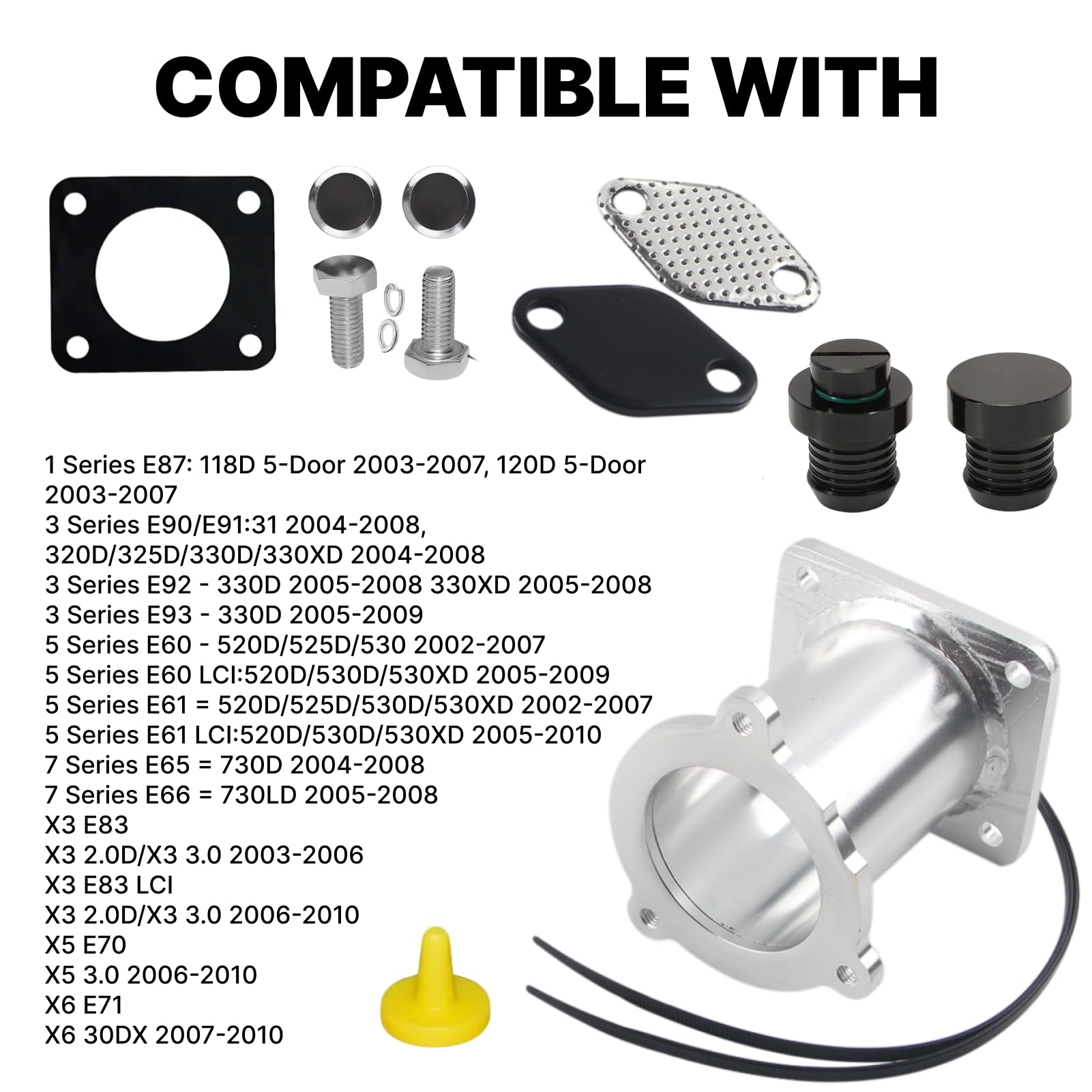 Kit Suppression Vanne Egr Pour M47N2 M57N2 moteurs diesel, Cooler Delete Vanne Kit Pour E87 E90 E91 E92 E93 E60 E61 E83 E70, Remplace les références techniques 11717804381 et 11717792077