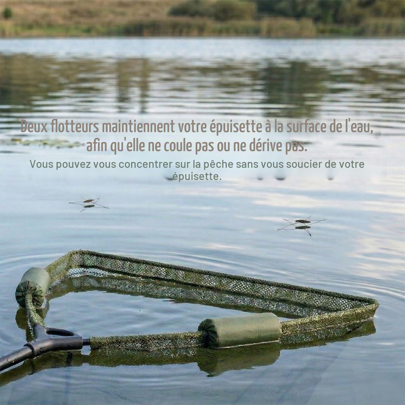 Épuisette de pêche à la carpe avec double filet