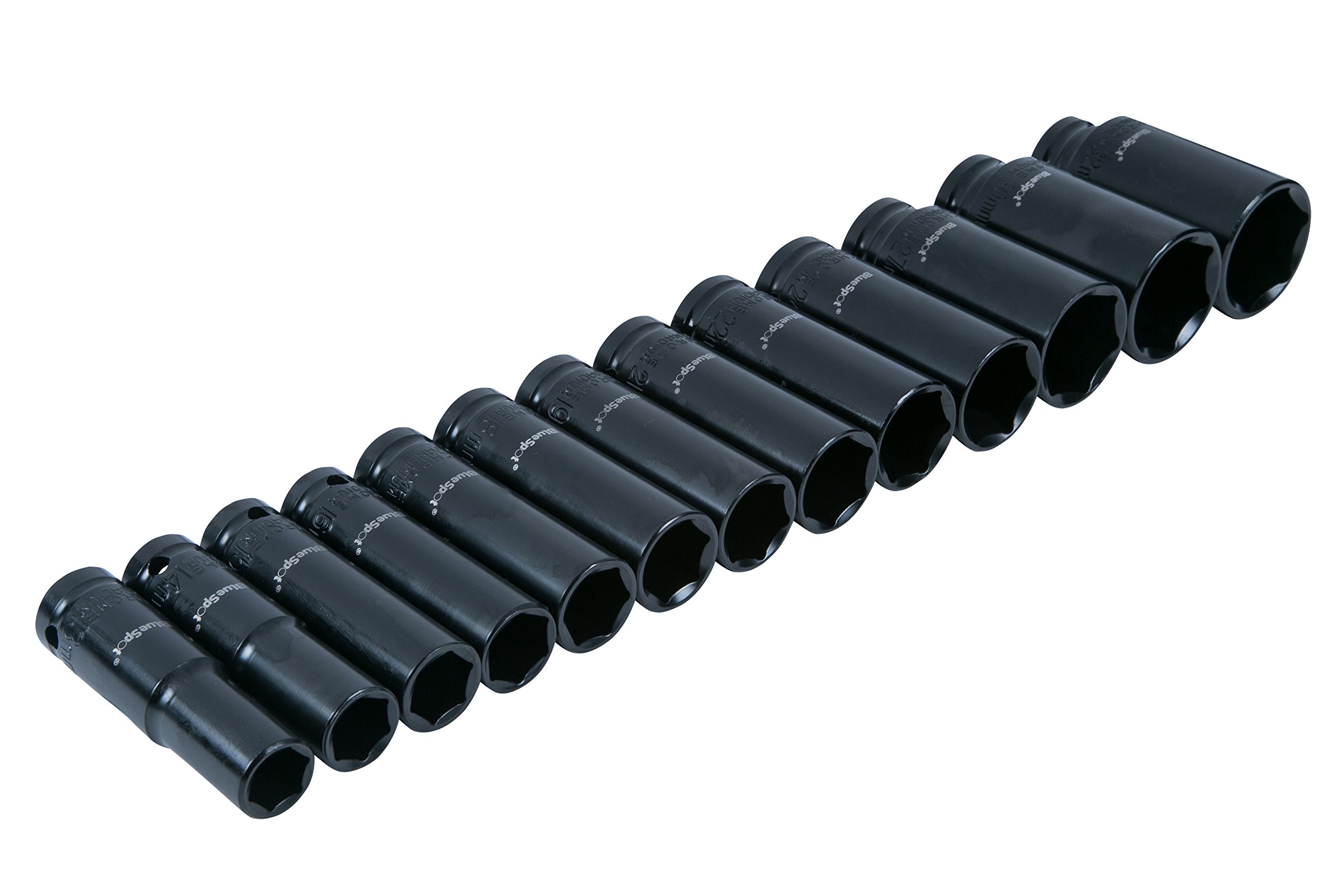 Blue Spot Tools Bluespot 01538 13 Pce 1/2" Metric Deep Impact Sockets (13-32Mm)
