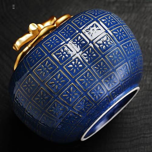 Miniatura 5 de Lata de té de porcelana, almacenamiento de té, recipiente de té, tarro de cerámica de almacenamiento de alimentos con tapa para servir café molido,